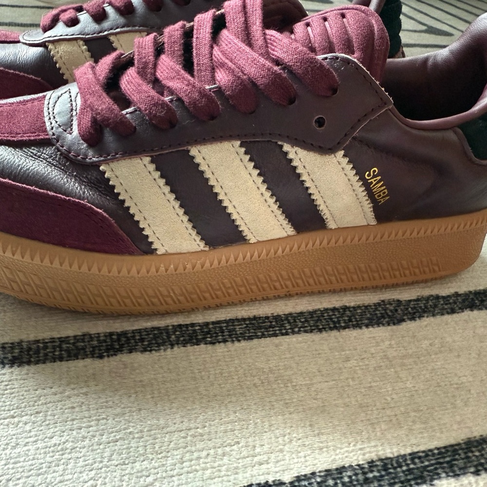 Adidas Samba Burgundy and Beige Sneakers